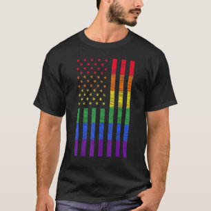 Camiseta Bandera estadounidense LGBT Orgullo arcoiris Lesbi