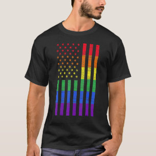Camiseta Bandera Estadounidense Lgbt Orgullo Gay Arcoiris L