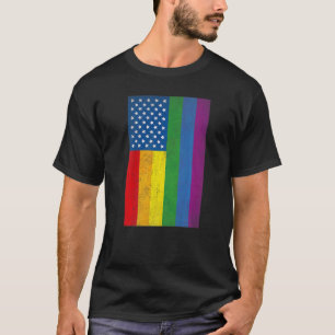 Camiseta Bandera Estadounidense Lgbt Orgullo Gay Arcoiris L