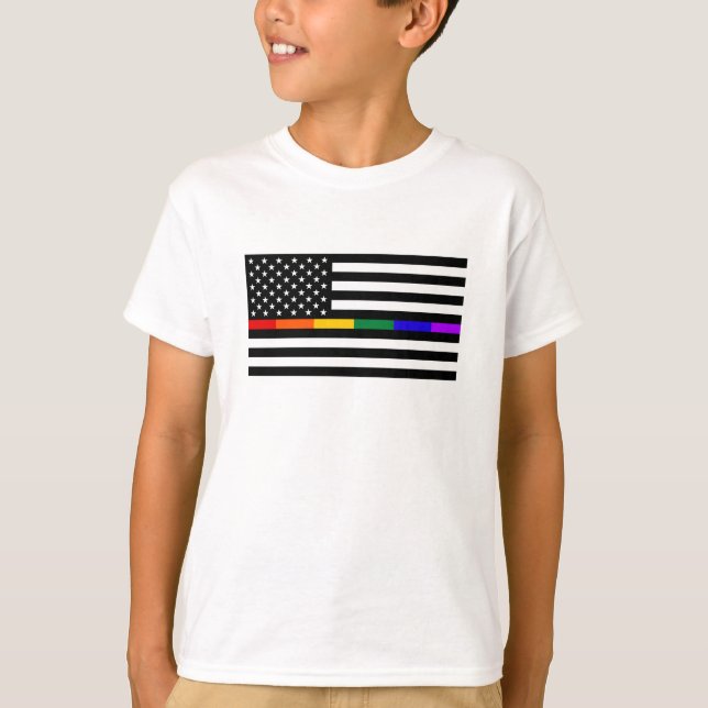 Camiseta Bandera estadounidense LGBTQ (Anverso)