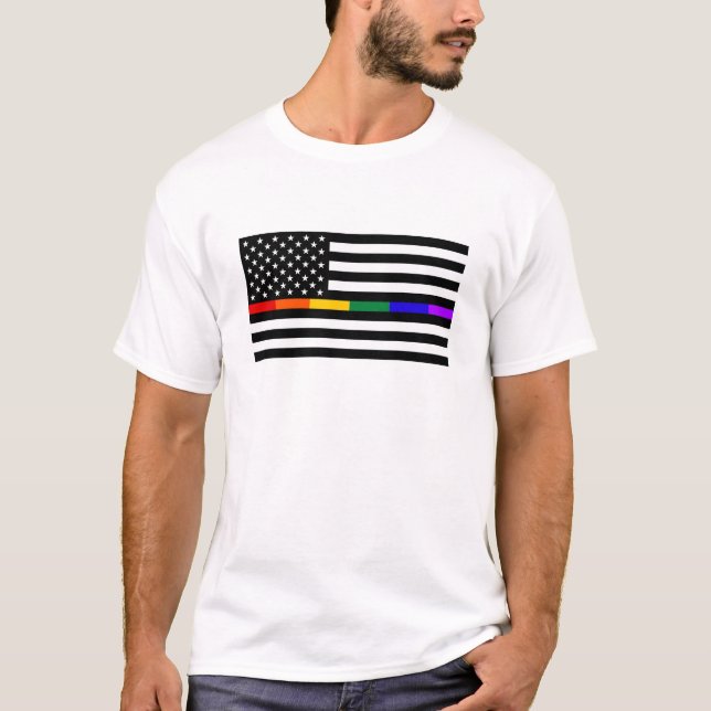 Camiseta Bandera estadounidense LGBTQ (Anverso)