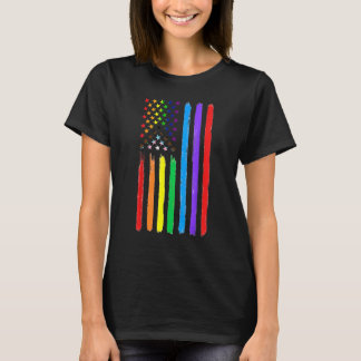 Camiseta Bandera Estadounidense Lgbtq Orgullo Lesbiana Arco
