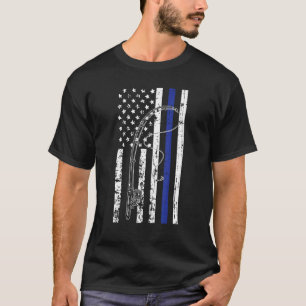Camiseta Bandera estadounidense Línea Azul Pesca Oficina de