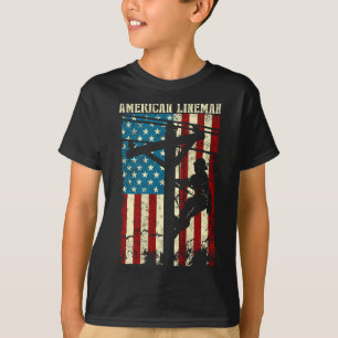 Camiseta Bandera estadounidense Lineman Regalo por cable el