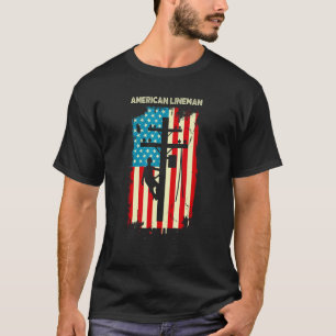 Camiseta Bandera estadounidense Lineman Regalo por cable el