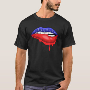 Camiseta Bandera Estadounidense Lip USA 4 De Julio De Cuart
