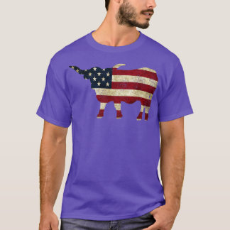 Camiseta Bandera estadounidense Longhorn Cattle