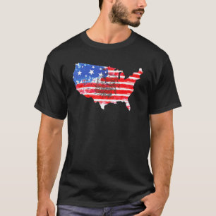 Camiseta Bandera Estadounidense Mapa Estados Unidos De Amér