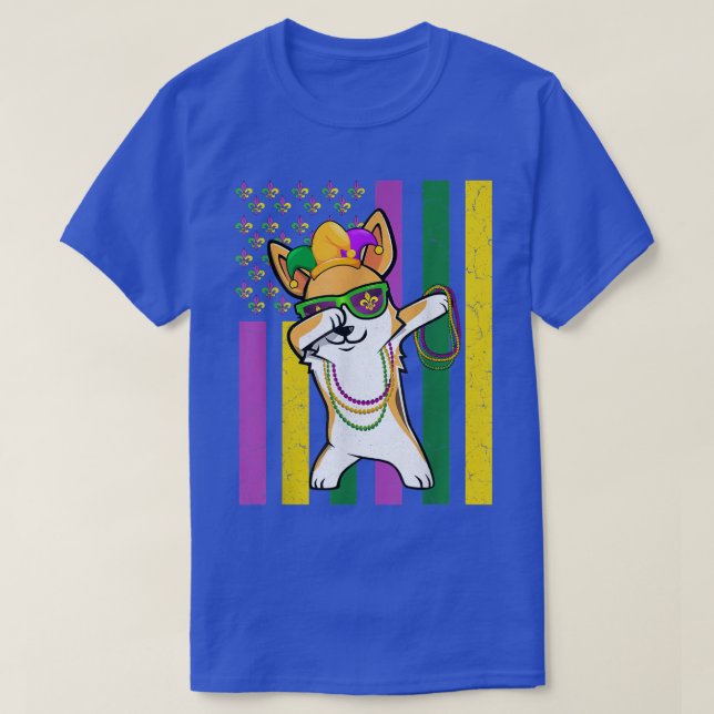 Camiseta Bandera estadounidense Mardi Gras Corgi Festival d (Diseño del anverso)