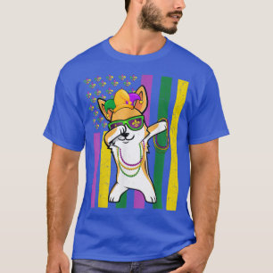 Camiseta Bandera estadounidense Mardi Gras Corgi Festival d