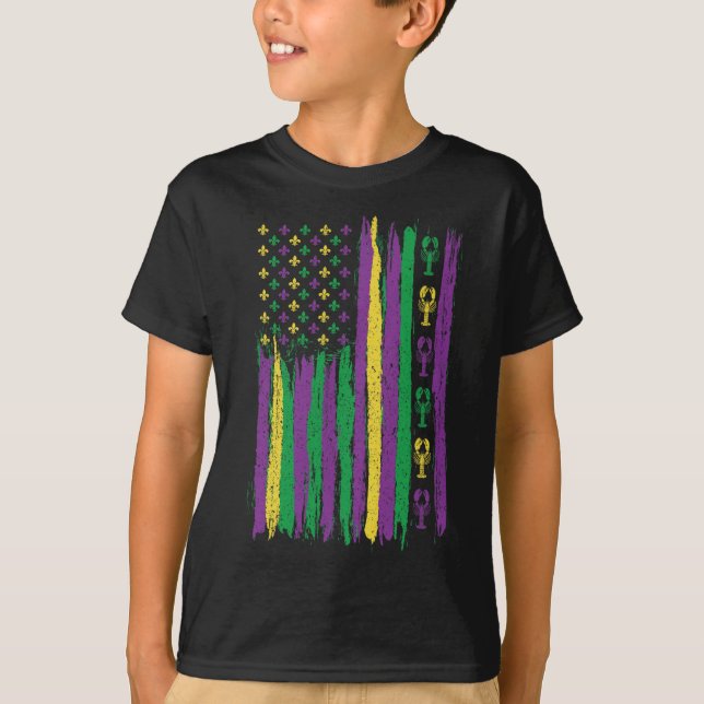 Camiseta Bandera Estadounidense Mardi Gras Costu (Anverso)