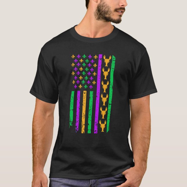 Camiseta Bandera Estadounidense Mardi Gras Depredadora Para (Anverso)