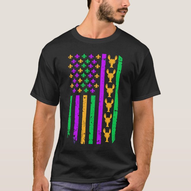 Camiseta Bandera Estadounidense Mardi Gras Depredadora Para (Anverso)