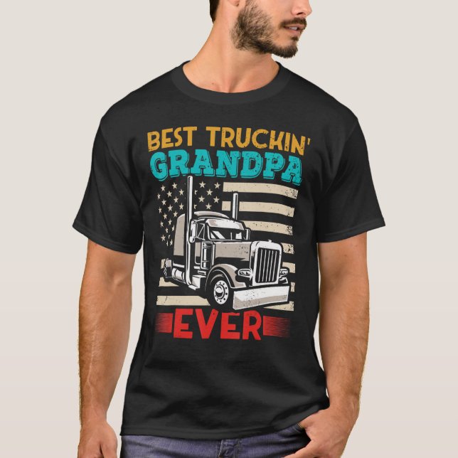 Camiseta Bandera estadounidense mejor camionero abuelo US S (Anverso)