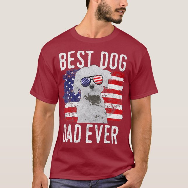 Camiseta Bandera estadounidense mejor padre de perro que nu (Anverso)
