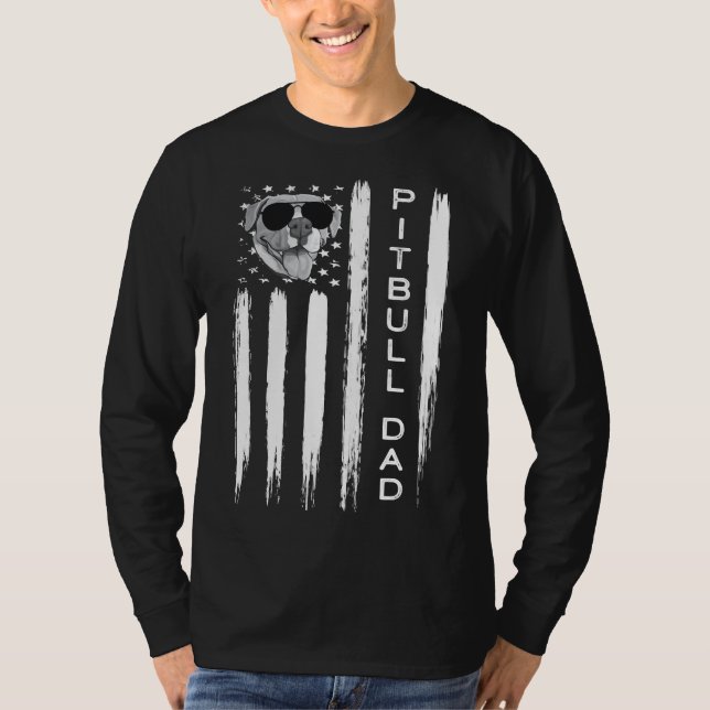 Camiseta Bandera estadounidense Mejor Pitbull Dad Funny Pit (Anverso)