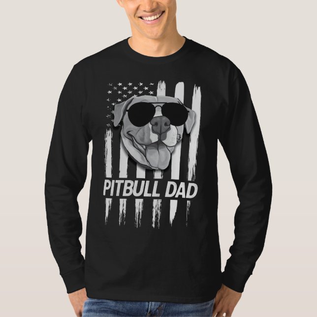 Camiseta Bandera Estadounidense Mejor Pitbull Dad Funny Pit (Anverso)