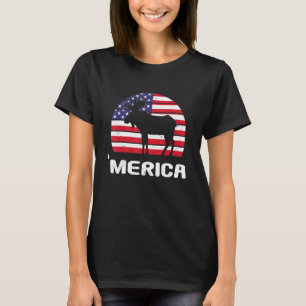Camiseta Bandera Estadounidense Merica Moose Independencia
