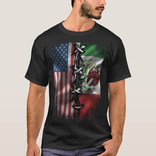 Camiseta Bandera estadounidense mexicana (Anverso)