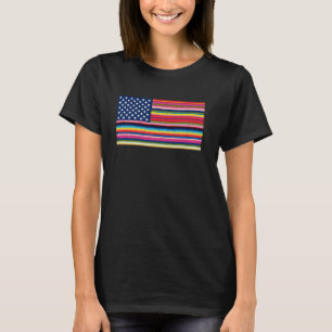 Camiseta Bandera estadounidense mexicana Serape Cinco De Ma