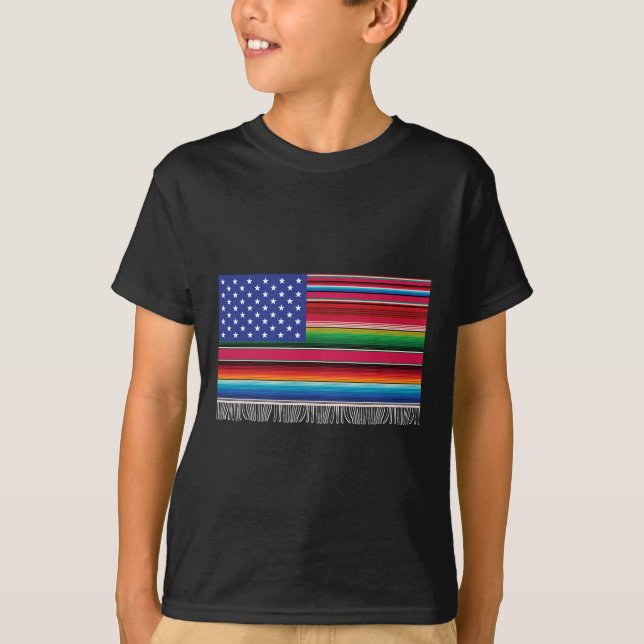 Camiseta Bandera Estadounidense Mexicana Serape Cinco De Ma (Anverso)
