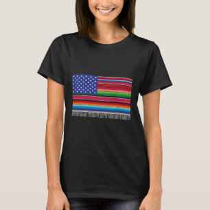 Camiseta Bandera Estadounidense Mexicana Serape Cinco De Ma