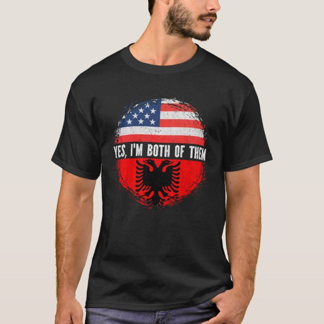 Camiseta Bandera estadounidense mitad albanesa Albania (Anverso)