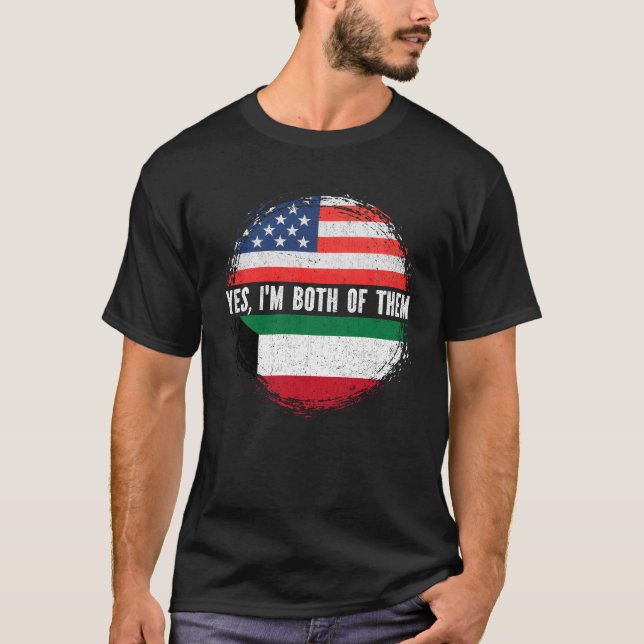 Camiseta Bandera estadounidense mitad kuwaití de Estados Un (Anverso)