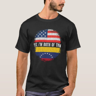 Camiseta Bandera estadounidense mitad venezolana mitad esta