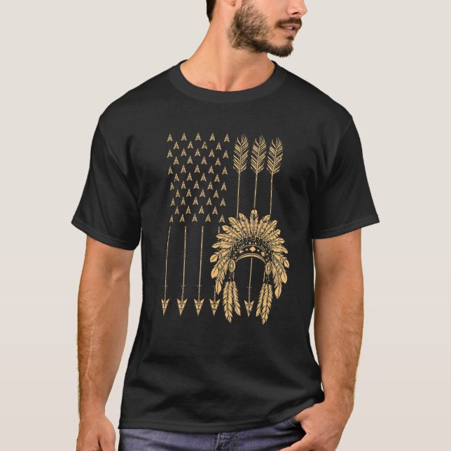 Camiseta Bandera estadounidense nativa Guay Usa Tribe Patri (Anverso)