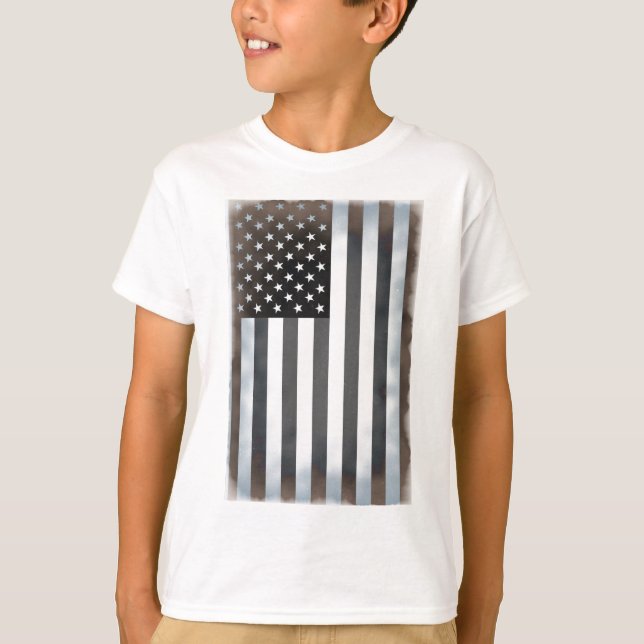 Camiseta Bandera estadounidense negra y blanca (Anverso)