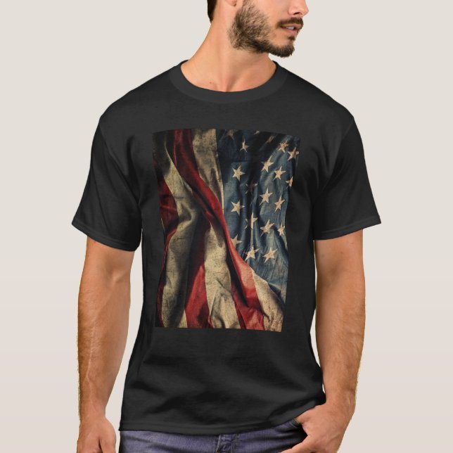 Camiseta Bandera estadounidense ondeando tejidos de diseño  (Anverso)