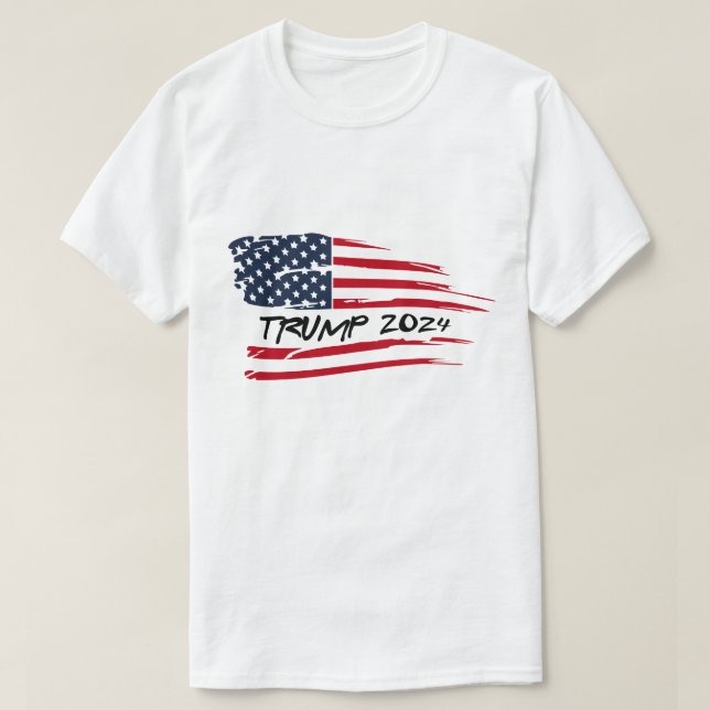 Camiseta Bandera estadounidense ondeando Trump 2024 (Diseño del anverso)