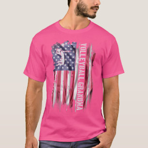 Camiseta Bandera Estadounidense Orgullosa Abuela De Voleibo