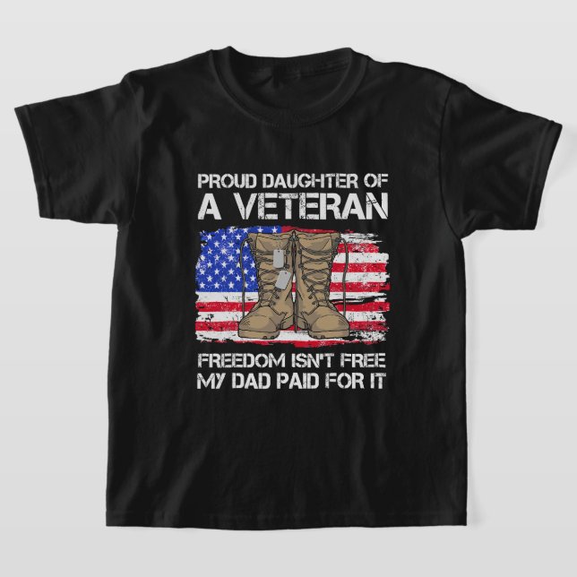 Camiseta Bandera Estadounidense Orgullosa Hija De Un Vetera (Distribución)