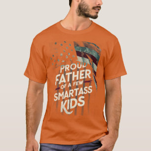 Camiseta Bandera estadounidense Orgullosa Padre de unos cua