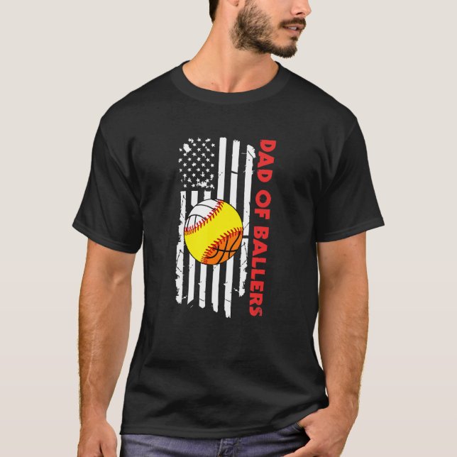 Camiseta Bandera Estadounidense Papá Baloncesos Voleibol (Anverso)