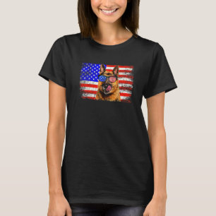 Camiseta Bandera estadounidense pastora alemana e impresion