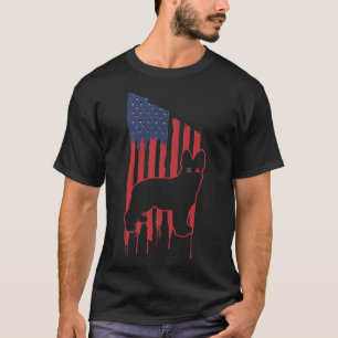 Camiseta Bandera estadounidense pastora alemana gafas de so
