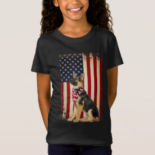 Camiseta Bandera estadounidense pastora alemana independenc
