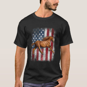 Camiseta Bandera estadounidense patriótica a caballo montan
