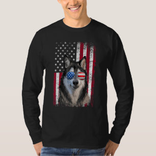 Camiseta Bandera estadounidense Patriótica Alaskan Malamute