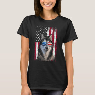 Camiseta Bandera estadounidense Patriótica Alaskan Malamute