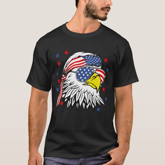 Camiseta Bandera estadounidense Patriótica Bald Eagle (Anverso)