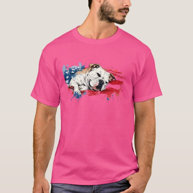 Camiseta Bandera estadounidense patriótica con perro (Anverso)