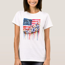 Camiseta Bandera estadounidense patriótica Coquette Flower 