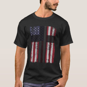 Camiseta Bandera Estadounidense Patriótica Cruz Cristiana E