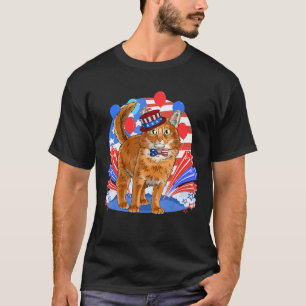Camiseta Bandera Estadounidense Patriótica Del Gato Somalí