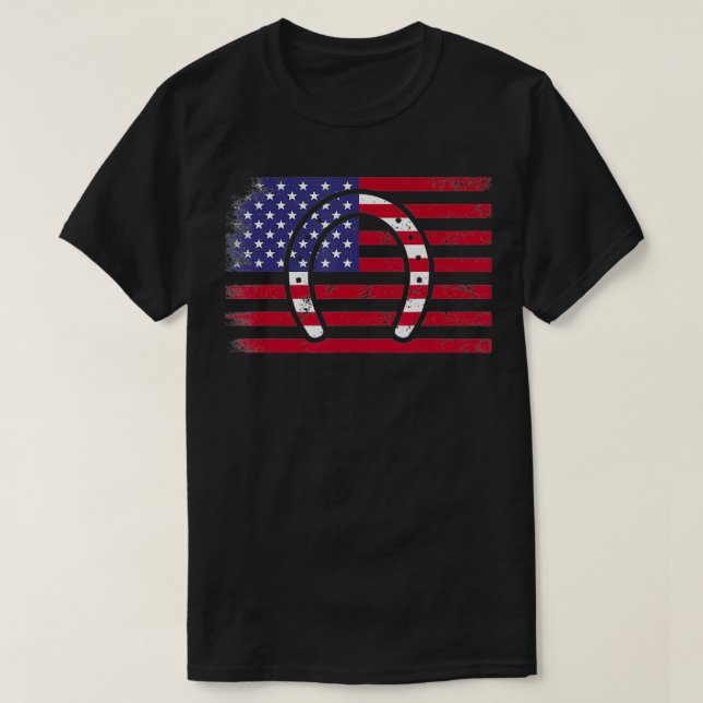 Camiseta Bandera Estadounidense Patriótica Del Herradura 4  (Diseño del anverso)