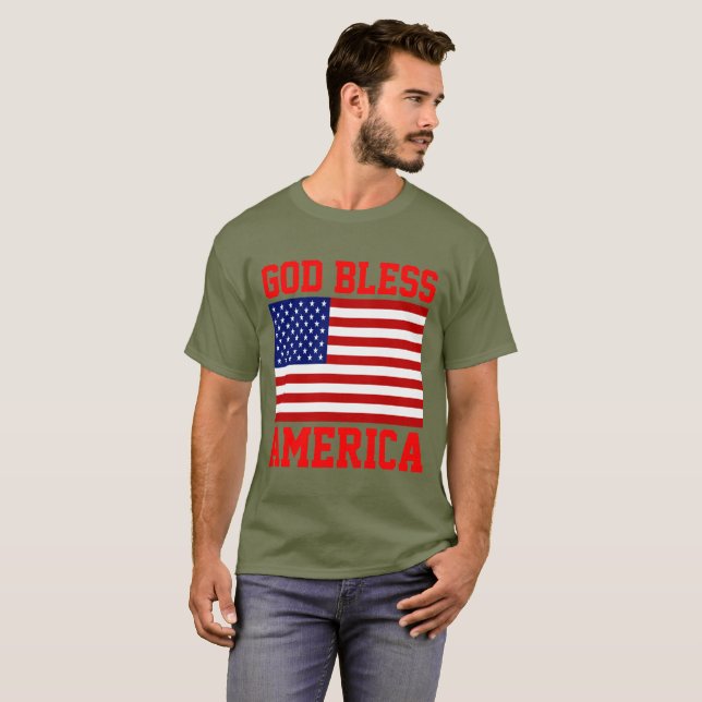 Camiseta Bandera estadounidense patriótica Dios bendiga a E (Anverso completo)